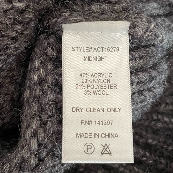 ASTR REVOLVE Gray Jewel Embellished Mock Neck Puff Sleeve Pointelle Wool Sweater - Picture 11 of 14